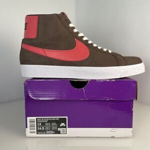 Nike Men's Brown and Red Zoom Blazer Mid Sneakers